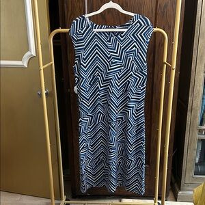Nally & Millie Geometric Blue and White Dress